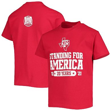 Youth Red Texas A&M Aggies Standing For America T-Shirt