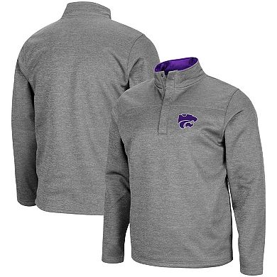Men's Colosseum Heathered Charcoal Kansas State Wildcats Roman Pullover Jacket