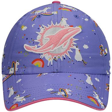 Girls Preschool '47 Purple Miami Dolphins Unicorn Clean Up Adjustable Hat