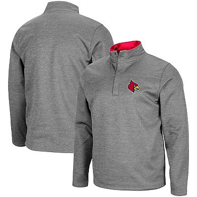 Men's Colosseum Heathered Charcoal Louisville Cardinals Roman Pullover Jacket