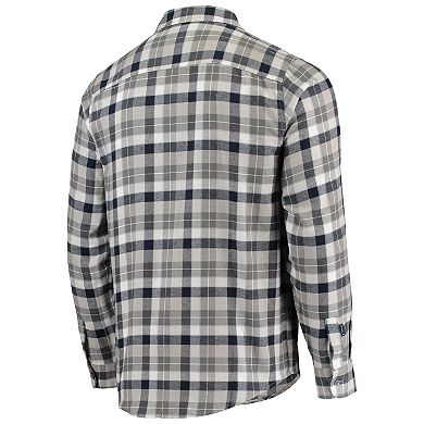Men's Antigua Navy/Gray Chicago Bears Ease Flannel Long Sleeve Button-Up Shirt