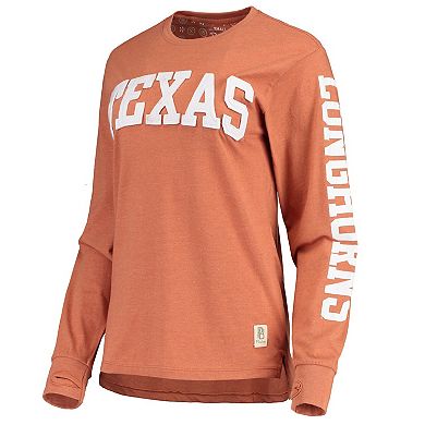 Women's Pressbox Heathered Texas Orange Texas Longhorns Two-Hit Canyon Long Sleeve T-Shirt