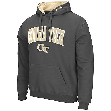 Men's Colosseum Charcoal Georgia Tech Yellow Jackets Arch and Logo Pullover Hoodie