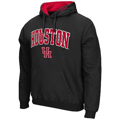 Men's Colosseum Black Houston Cougars Arch and Logo Pullover Hoodie