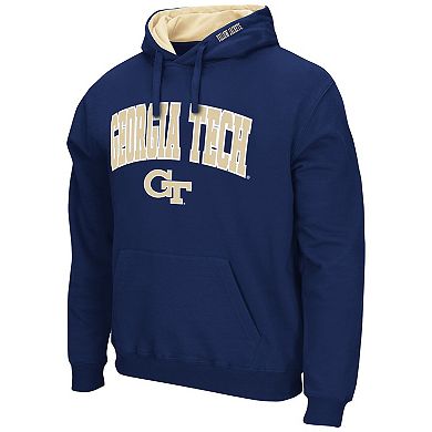 Men's Colosseum Navy Georgia Tech Yellow Jackets Arch and Logo Pullover Hoodie