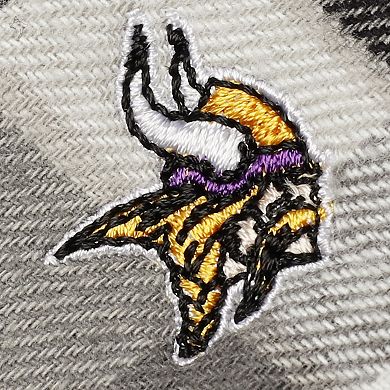 Men's Antigua Black/Gray Minnesota Vikings Ease Flannel Long Sleeve Button-Up Shirt