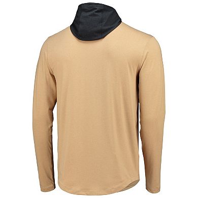 Men's New Era Gold/Black New Orleans Saints Active Block Hoodie Long Sleeve T-Shirt