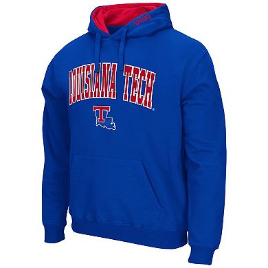 Men's Colosseum Royal Louisiana Tech Bulldogs Arch and Logo Pullover Hoodie