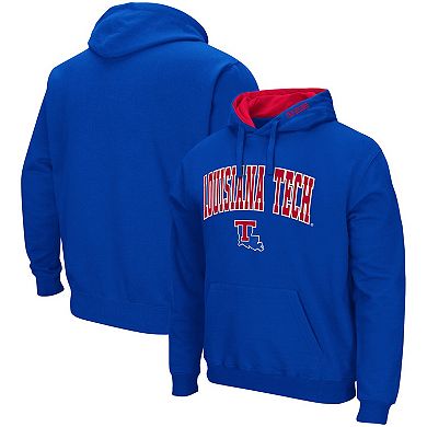 Men's Colosseum Royal Louisiana Tech Bulldogs Arch and Logo Pullover Hoodie