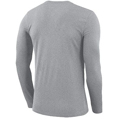 Men's Nike Heather Gray Michigan State Spartans Legend Wordmark Performance Long Sleeve T-Shirt