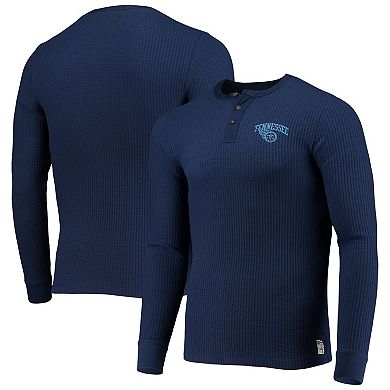 Men's Junk Food Navy Tennessee Titans Thermal Henley Long Sleeve T-Shirt