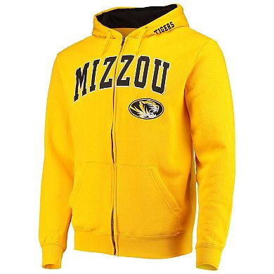 Men's Colosseum Gold Missouri Tigers Arch & Logo 3.0 Full-Zip Hoodie