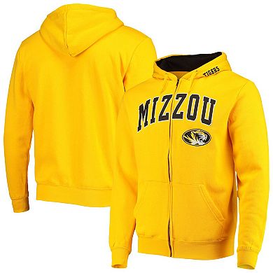 Men's Colosseum Gold Missouri Tigers Arch & Logo 3.0 Full-Zip Hoodie