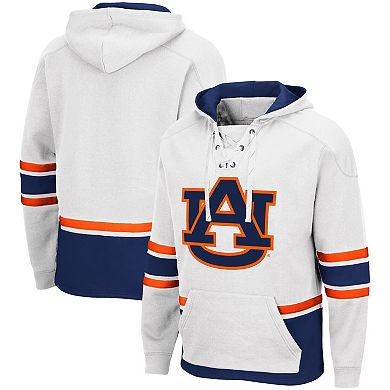 Men's Colosseum White Auburn Tigers Lace Up 3.0 Pullover Hoodie