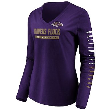 Women's Fanatics Branded Purple Baltimore Ravens Slogan V-Neck Long Sleeve T-Shirt