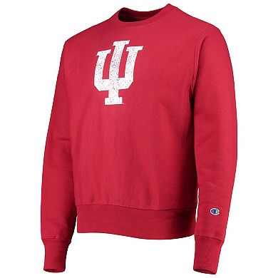 Men's Champion Crimson Indiana Hoosiers Vault Logo Reverse Weave Pullover Sweatshirt