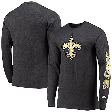 Men's Starter Heathered Charcoal New Orleans Saints Halftime Long Sleeve T-Shirt