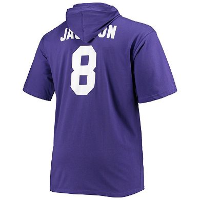 Men's Fanatics Branded Lamar Jackson Purple Baltimore Ravens Big & Tall Player Name & Number Hoodie T-Shirt