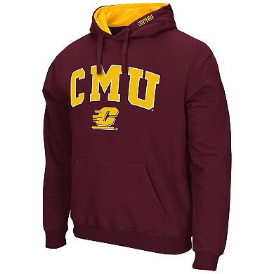 Men's Colosseum Maroon Cent. Michigan Chippewas Arch and Logo Pullover Hoodie