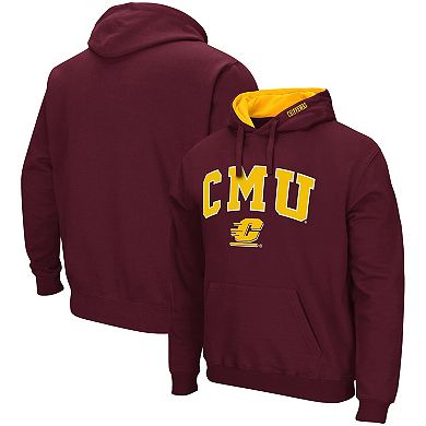 Men's Colosseum Maroon Cent. Michigan Chippewas Arch and Logo Pullover Hoodie