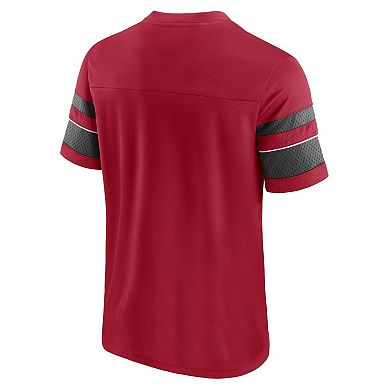 Men's Fanatics Branded Red Tampa Bay Buccaneers Textured Hashmark V-Neck T-Shirt