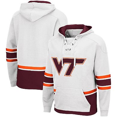 Men's Colosseum White Virginia Tech Hokies Lace Up 3.0 Pullover Hoodie