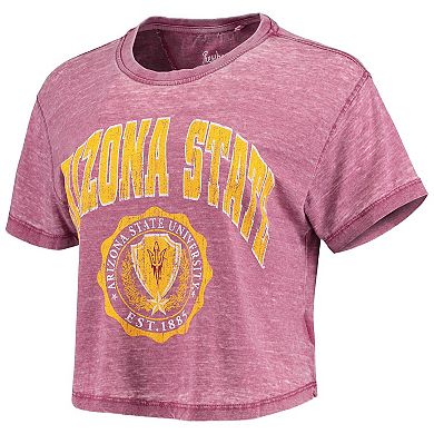 Women's Pressbox Maroon Arizona State Sun Devils Edith Vintage Burnout Crop T-Shirt