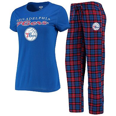 Women's Concepts Sport Royal/Red Philadelphia 76ers Lodge T-Shirt and Pants Sleep Set