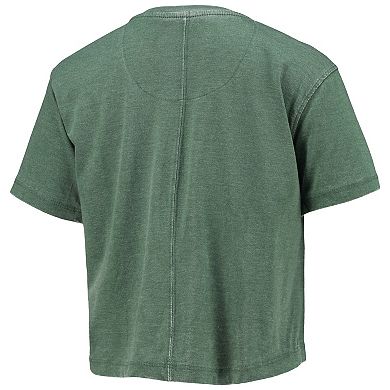 Women's Pressbox Green Miami Hurricanes Edith Vintage Burnout Crop T-Shirt