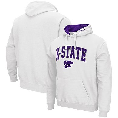 Men's Colosseum White Kansas State Wildcats Arch & Logo 3.0 Pullover Hoodie