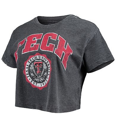 Women's Pressbox Black Texas Tech Red Raiders Edith Vintage Burnout Crop T-Shirt