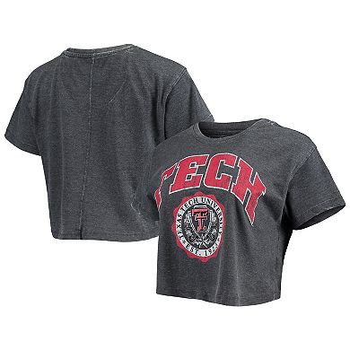 Women's Pressbox Black Texas Tech Red Raiders Edith Vintage Burnout Crop T-Shirt