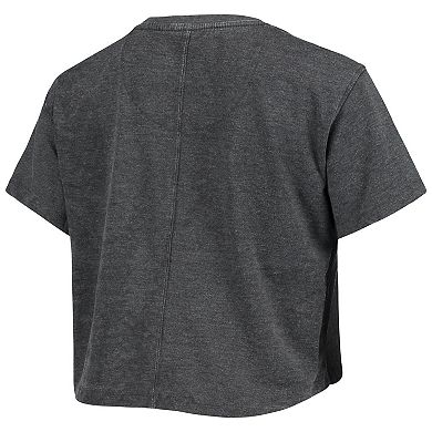 Women's Pressbox Black Texas Longhorns Edith Vintage Burnout Crop T-Shirt