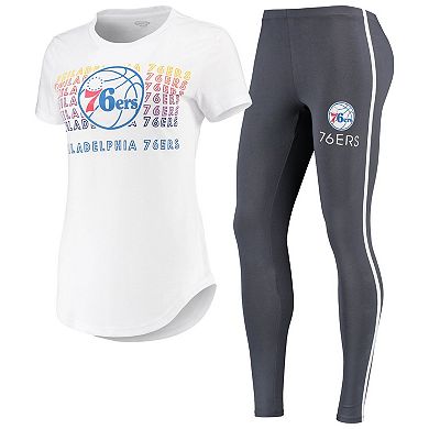 Women's Concepts Sport White/Charcoal Philadelphia 76ers Sonata T-Shirt & Leggings Set