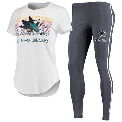 Women's Concepts Sport White/Charcoal San Jose Sharks Sonata T-Shirt & Leggings Set