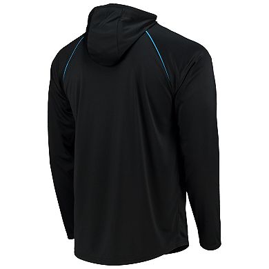 Men's Starter Black Carolina Panthers Raglan Long Sleeve Hoodie T-Shirt