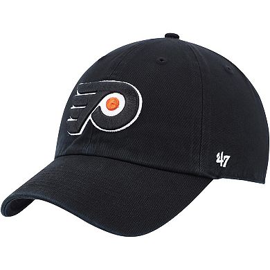 Men's '47 Black Philadelphia Flyers Team Logo Clean Up Adjustable Hat