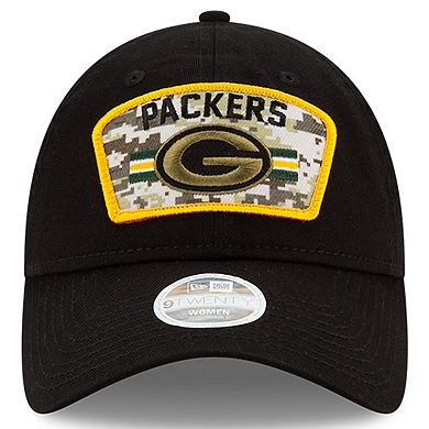 Women's New Era Black Green Bay Packers 2021 Salute To Service 9TWENTY Adjustable Hat