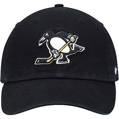 Men's '47 Black Pittsburgh Penguins Logo Clean Up Adjustable Hat