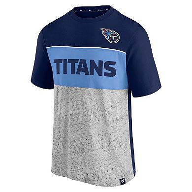 Men's Fanatics Branded Navy/Heathered Gray Tennessee Titans Colorblock T-Shirt