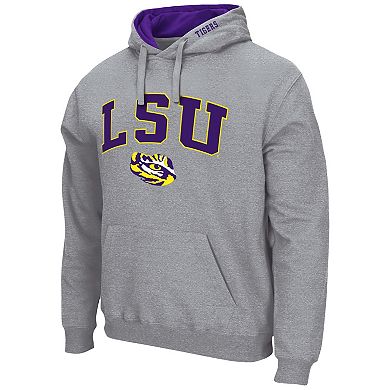Men's Colosseum Heather Gray LSU Tigers Arch & Logo 3.0 Pullover Hoodie