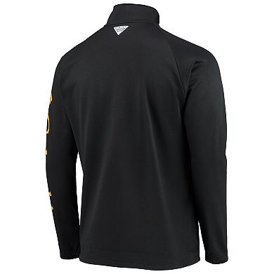 Men's Columbia Black Virginia Tech Hokies Terminal Tackle Fleece Raglan Omni-Shade Quarter-Zip Jacket