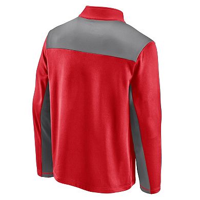 Men's Fanatics Branded Red/Gray Houston Rockets Primary Logo Fleece Quarter-Zip Jacket