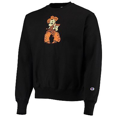 Men's Champion Black Oklahoma State Cowboys Vault Logo Reverse Weave Pullover Sweatshirt