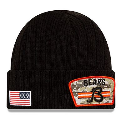 Men's New Era Black Chicago Bears 2021 Salute To Service B Cuffed Knit Hat