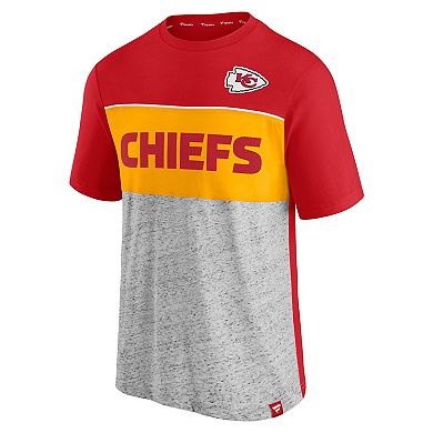 Men's Fanatics Branded Red/Heathered Gray Kansas City Chiefs Colorblock T-Shirt