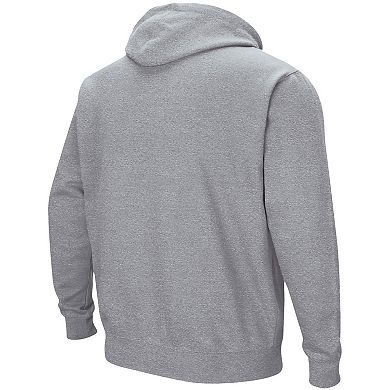 Men's Colosseum Heathered Gray Delaware Fightin' Blue Hens Arch & Logo 3.0 Pullover Hoodie