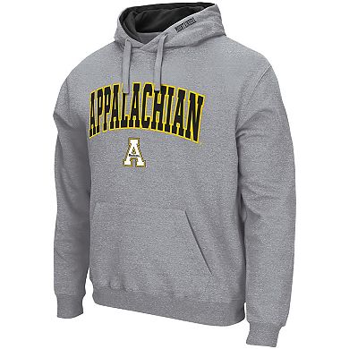 Men's Colosseum Heathered Gray Appalachian State Mountaineers Arch and Logo Pullover Hoodie