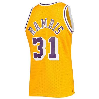 Men's Mitchell & Ness Kurt Rambis Gold Los Angeles Lakers 1984-85 Team Hardwood Classics Swingman Jersey