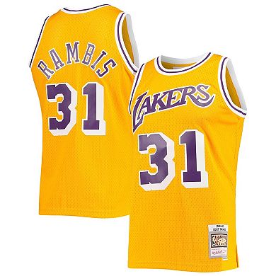 Men's Mitchell & Ness Kurt Rambis Gold Los Angeles Lakers 1984-85 Team Hardwood Classics Swingman Jersey